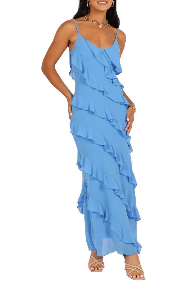 Petal & Pup Ciao Ruffle Chiffon Gown in Blue Cover