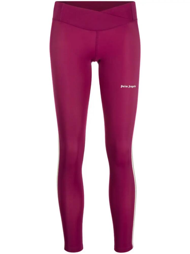 Palm Angels logo-print low-rise leggings - Purple Cover