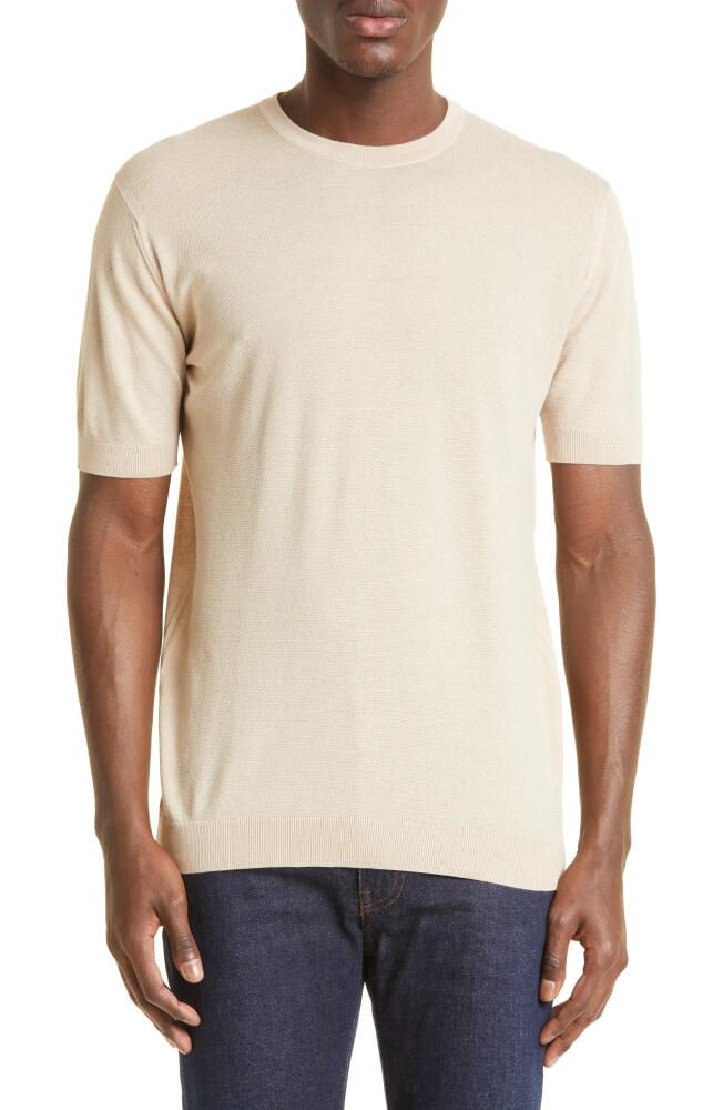 John Smedley Park Cotton Piqué T-Shirt in Almond Cover