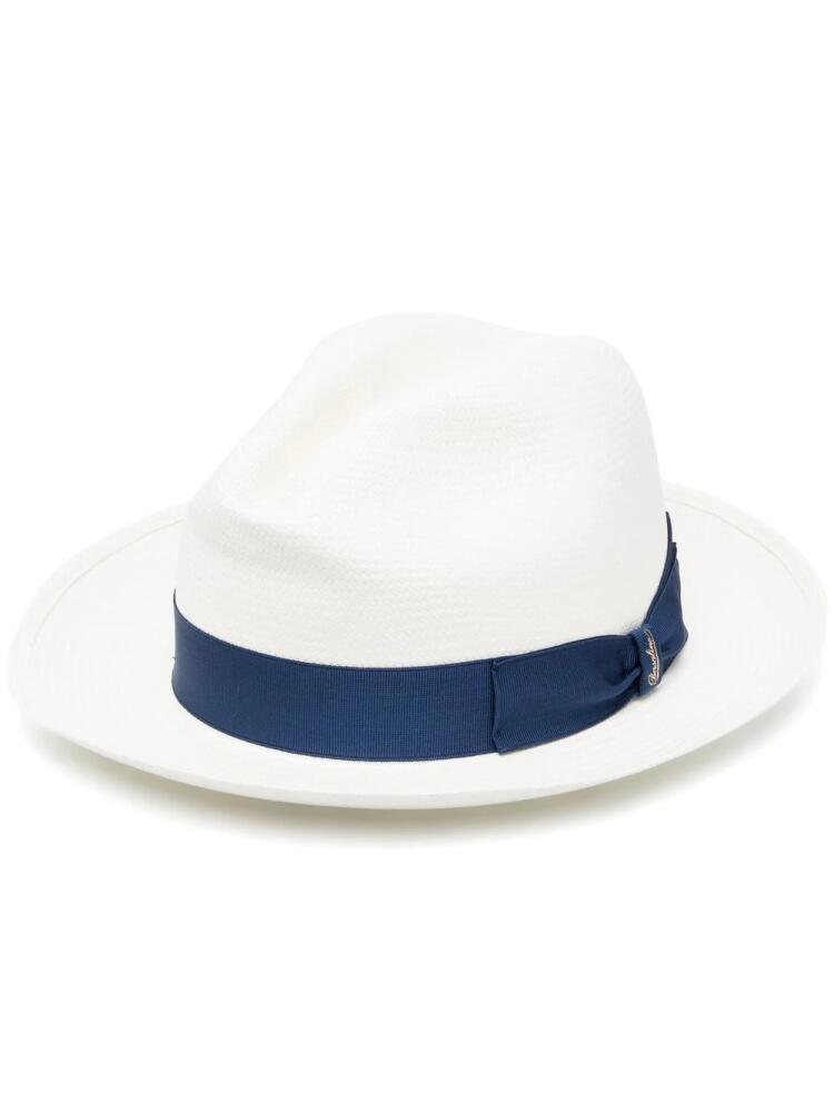 Borsalino Panama ribbon-detail fedora hat - White Cover