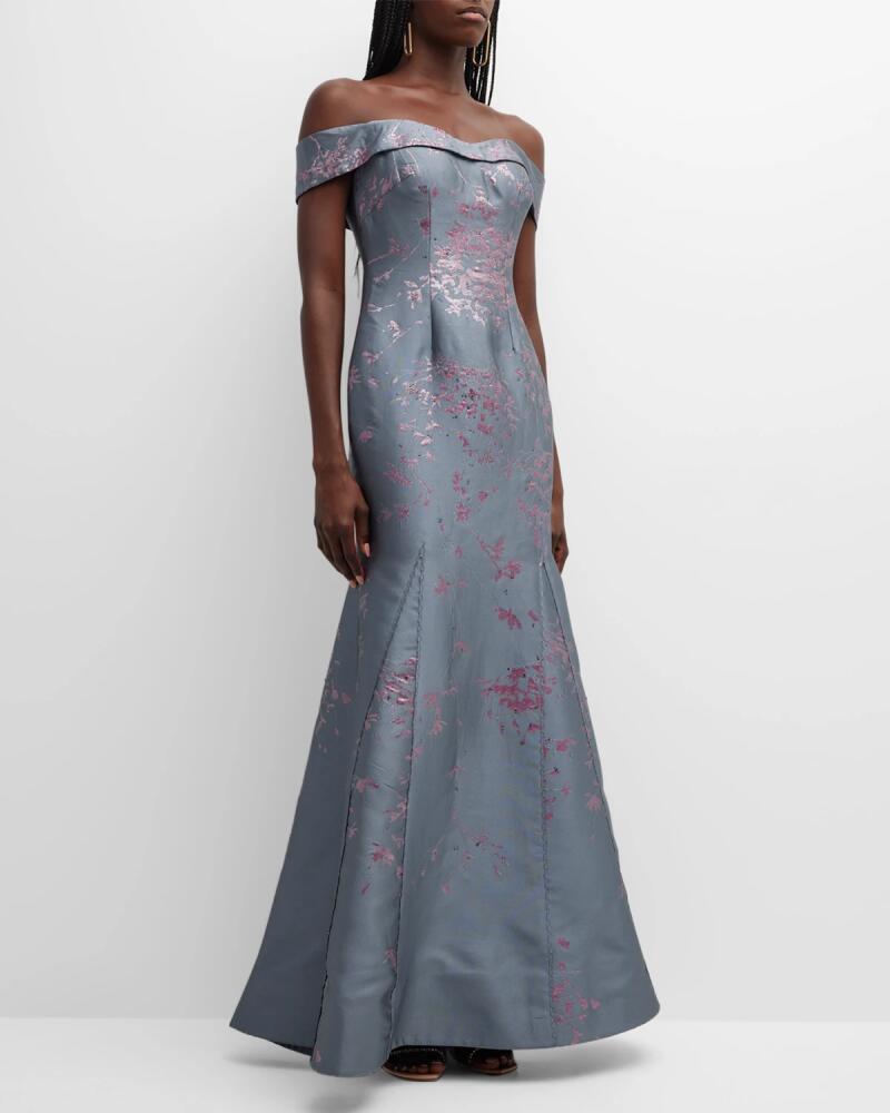 Rene Ruiz Collection Off-Shoulder Jacquard Gown Cover