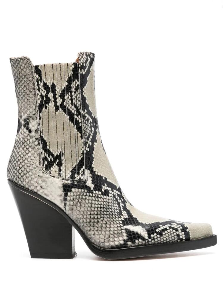 Paris Texas 95mm snakeskin-print leather boots - Neutrals Cover