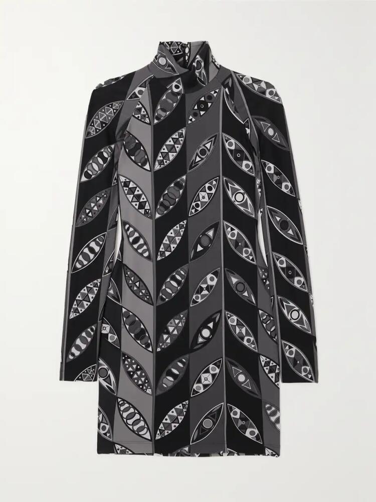 PUCCI - Printed Stretch-jersey Mini Dress - Black Cover