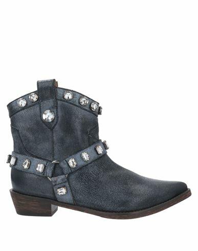 Coral Blue Woman Ankle boots Steel grey Textile fibers Cover