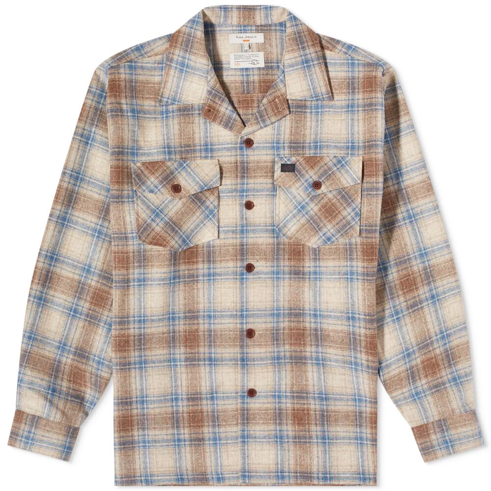 Nudie Jeans Co Men's Nudie Vincent Plaid Check Overshirt in Beige Cover