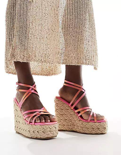 Simmi London Akela strappy espadrilles in orange ombre-Multi Cover