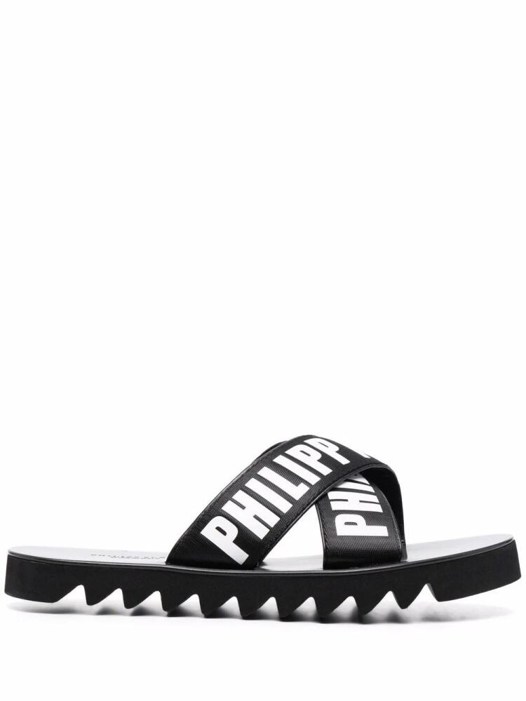 Philipp Plein TM Gummy leather slides - Black Cover