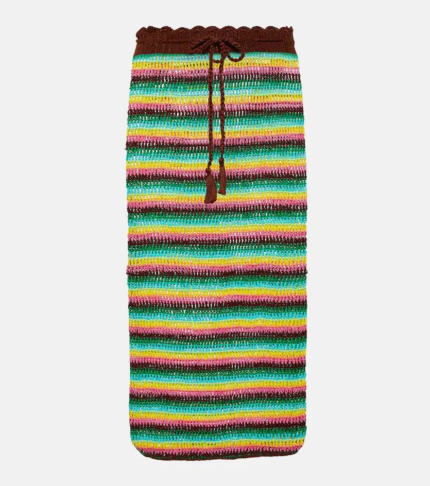 Anna Kosturova Striped crochet cotton midi skirt Cover