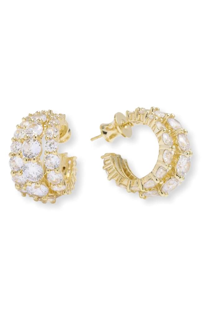 Melinda Maria Oh She Fancy Pavé Hoop Earrings in White Cubic Zirconia/Gold Cover