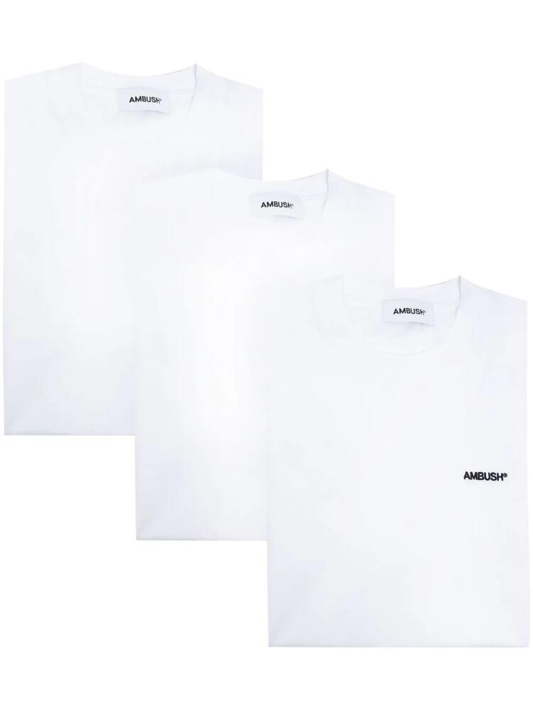 AMBUSH logo-embroidered T-shirt set (set of three) - White Cover