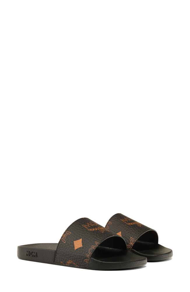 MCM Monogram Slide Sandal in Black Cover