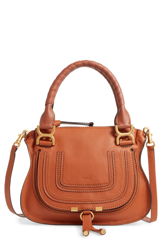 Chloé Small Marcie Leather Satchel in Tan Cover