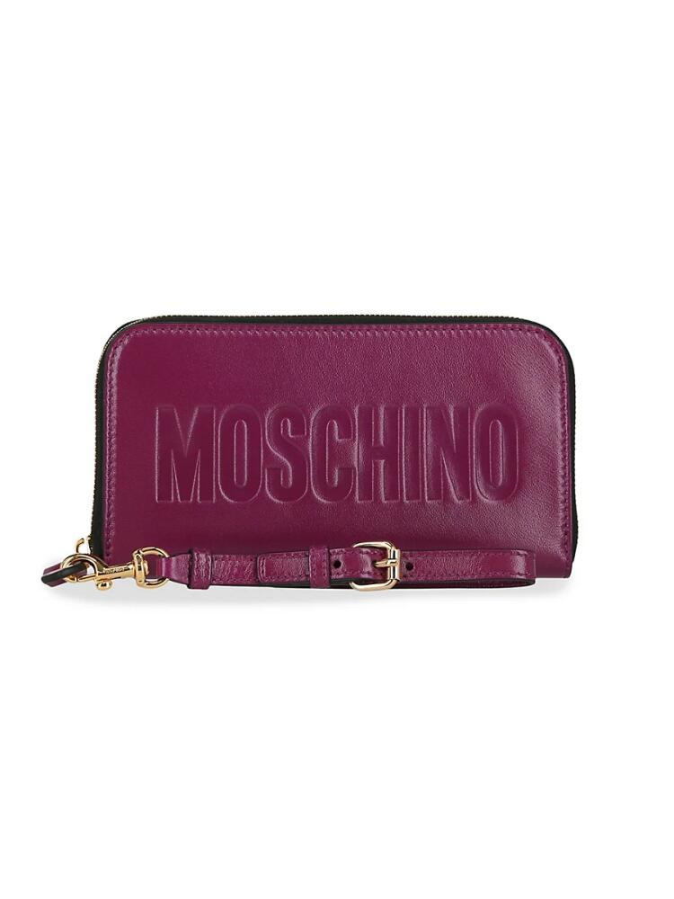 Moschino Women's Logo Leather Wallet - Bordeaux Cover