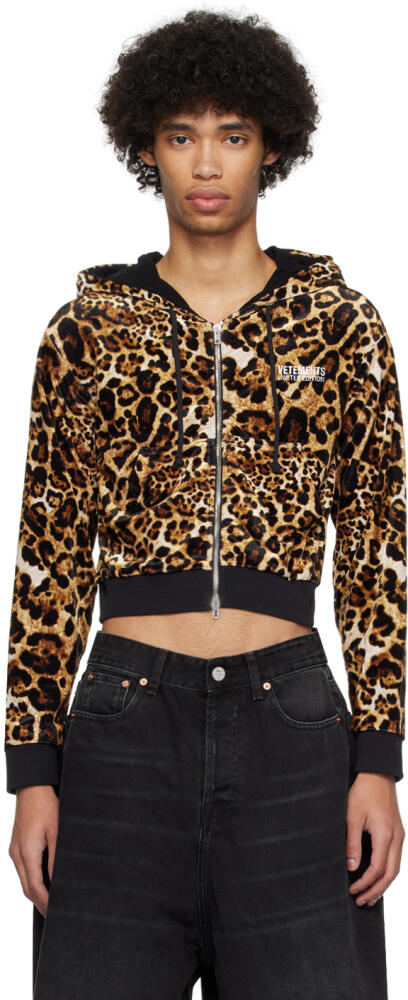 VETEMENTS Brown Leopard Hoodie Cover