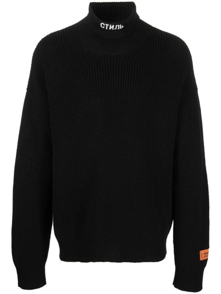 Heron Preston Стиль-embroidered roll-neck jumper - Black Cover