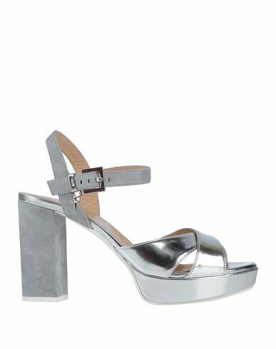 Cesare Paciotti 4us Woman Sandals Silver Soft Leather Cover