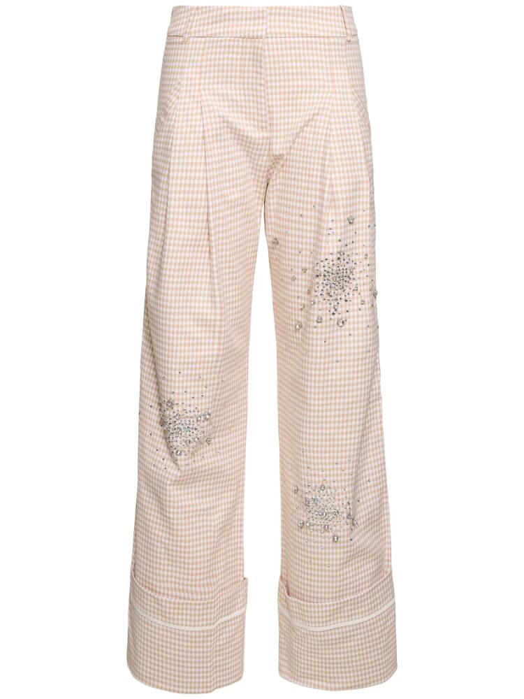 DES PHEMMES Embellished Gingham Print Oversize Pants Cover