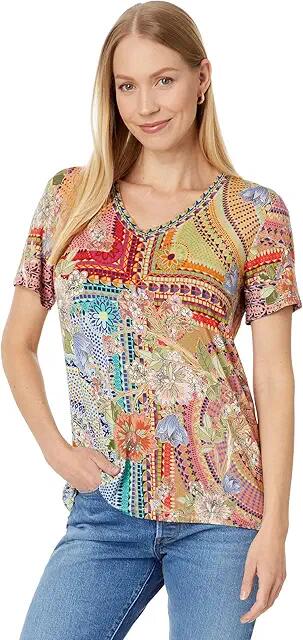 Johnny Was The Janie Favorite Short Sleeve V-Neck Tee-Mosaic (Multicolor) Women's Clothing Cover