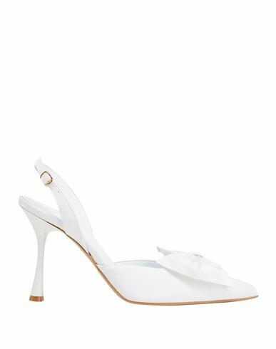 8 By Yoox Satin Sling-back W/ Bow Woman Pumps White PES - Polyethersulfone Cover