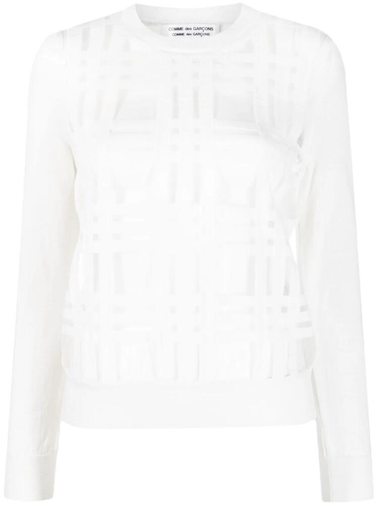 Comme Des Garçons Comme Des Garçons plaid appliqué knit top - White Cover