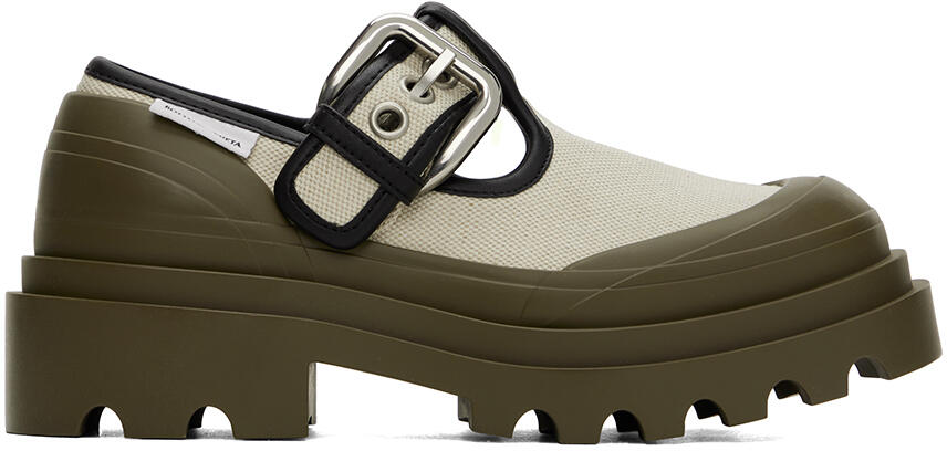 Bottega Veneta Beige & Khaki Trek Mary-Jane Loafers Cover