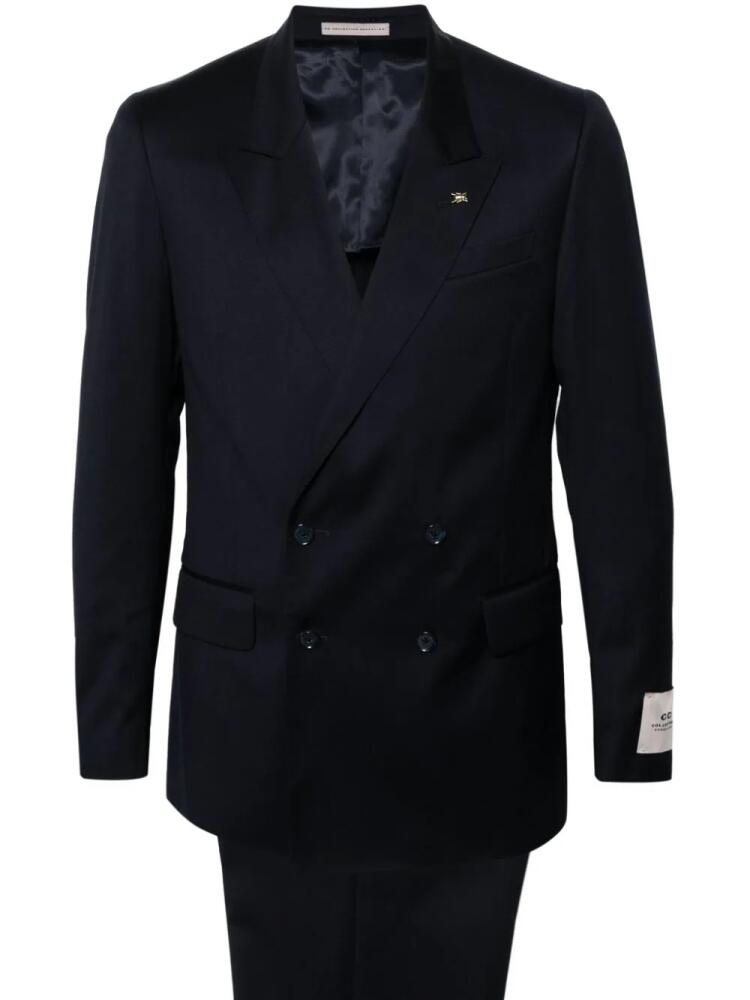 Corneliani double-breasted virgin wool-blend suit - Blue Cover