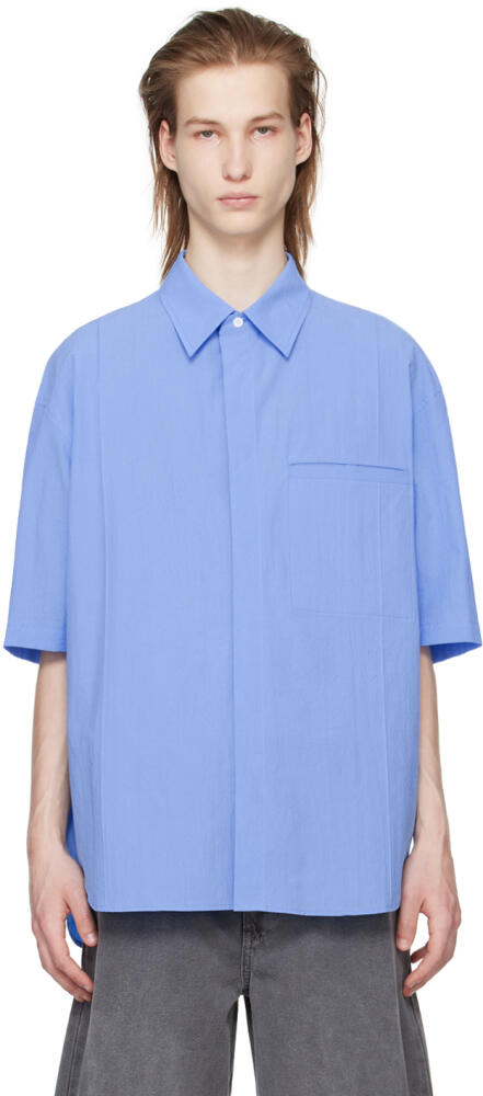 Solid Homme Blue Crinkled Shirt Cover