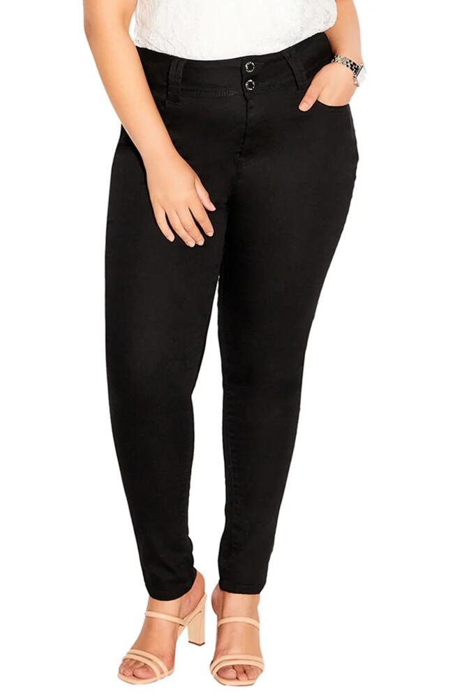 City Chic Asha High Waist Skinny Jeans in Black Cover