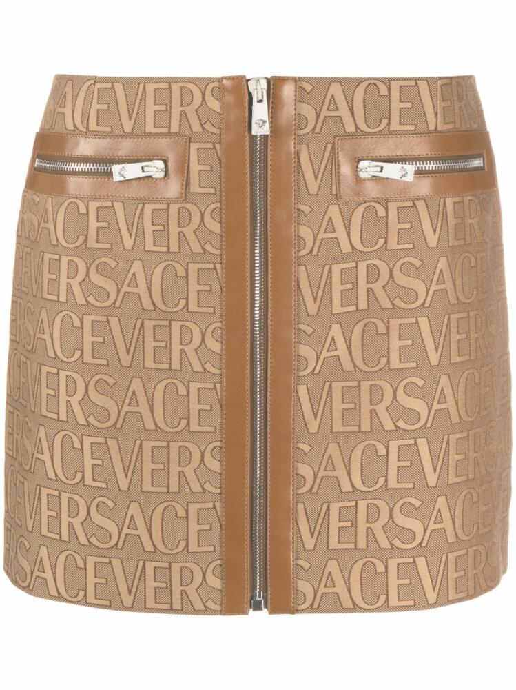 Versace Versace Allover leather-trim miniskirt - Brown Cover