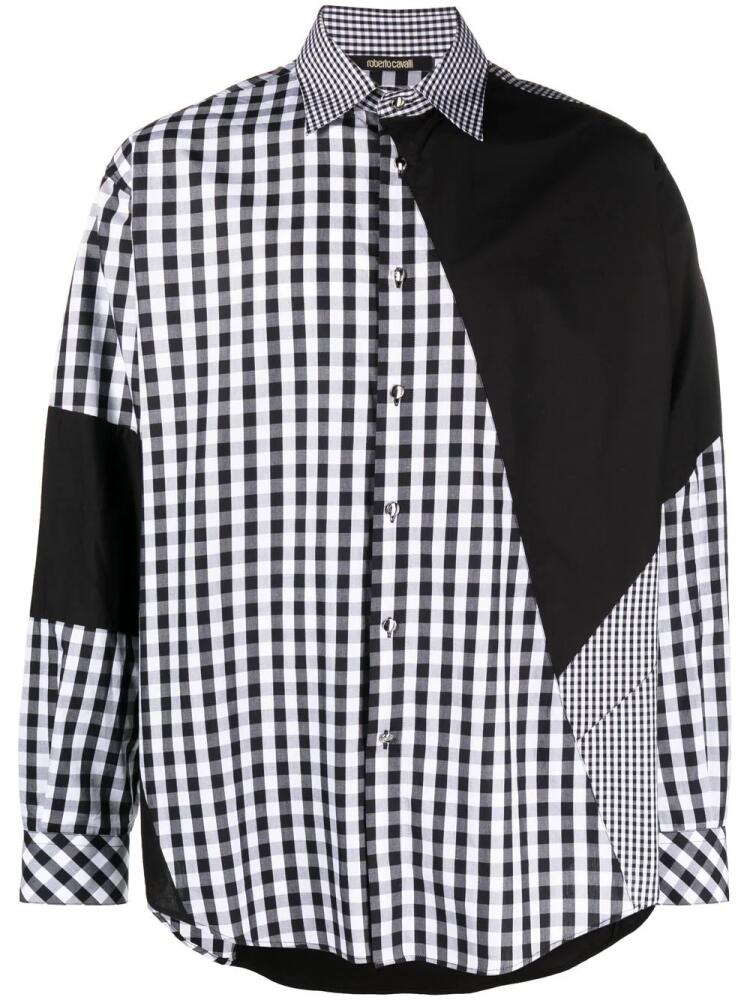 Roberto Cavalli check-print panelled shirt - Black Cover