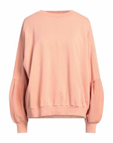 Oof Woman Sweatshirt Salmon pink Cotton Cover