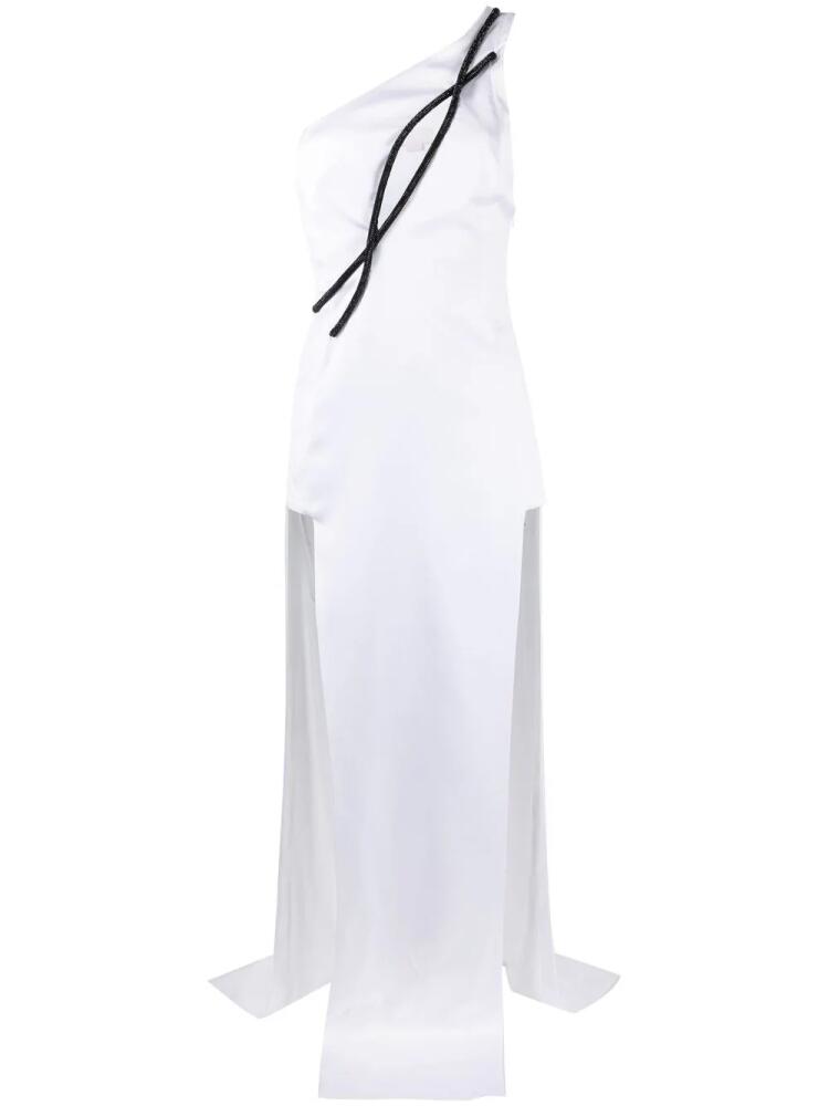 Genny one-shoulder double-slit dress - White Cover