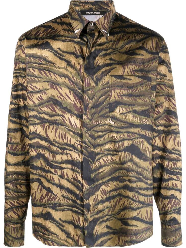 Roberto Cavalli tiger-print cotton shirt - Green Cover