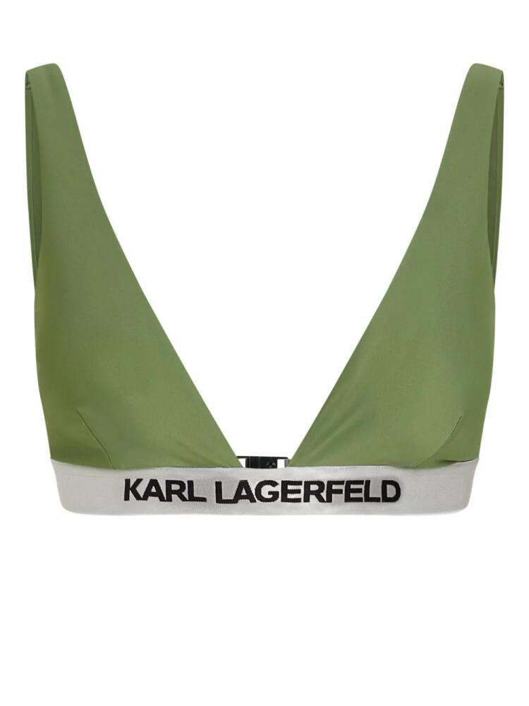 Karl Lagerfeld logo-underband triangle bikini top - Green Cover