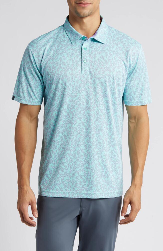 Swannies Raymond Botanic Print Golf Polo in Agave Cover