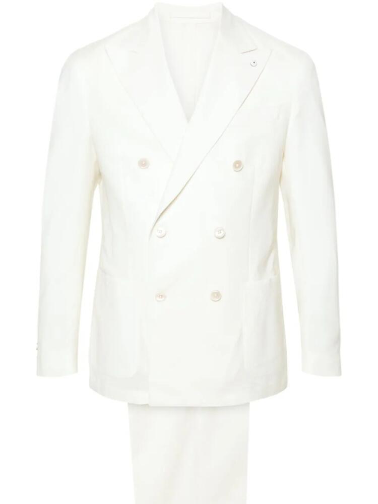 LUIGI BIANCHI MANTOVA double-breasted virgin wool suit - White Cover