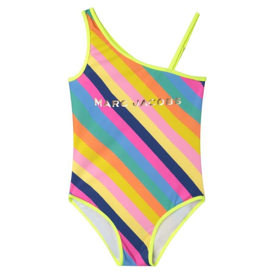 Little Marc Jacobs Girls Multicolor Striped Logo 1-Piece Swimsuit Cover