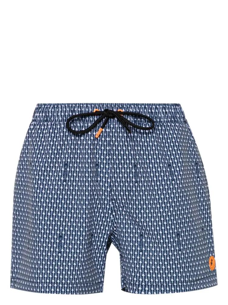 Save The Duck Ademir fishbones-print swim shorts - Blue Cover