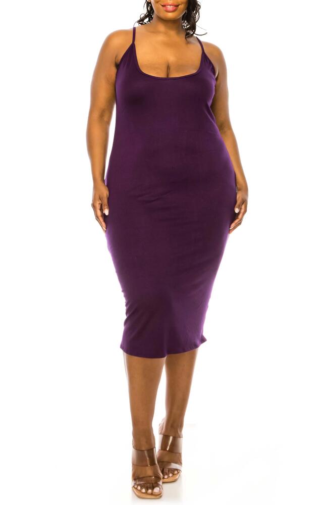 L I V D Jennie Stretch Midi Body-Con Dress in Eggplant Cover