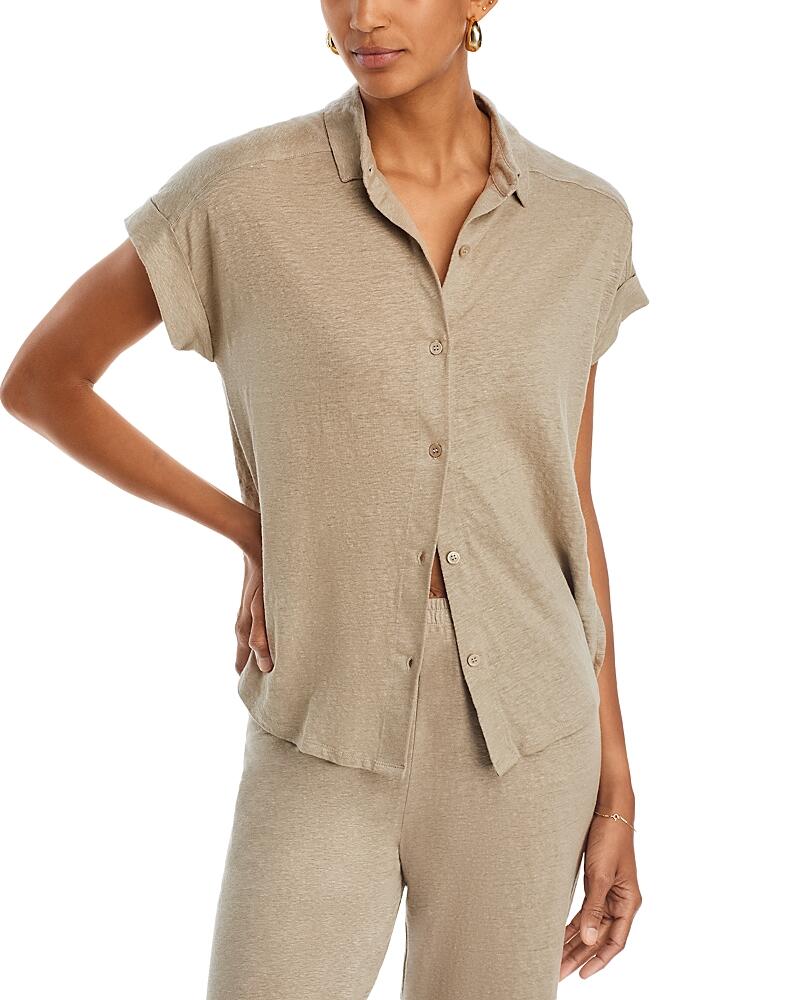 Majestic Filatures Linen Blend Button Front Shirt Cover