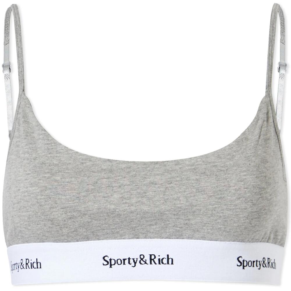 Sporty & Rich Women's Serif Logo Bralette in Heather Grey Cover