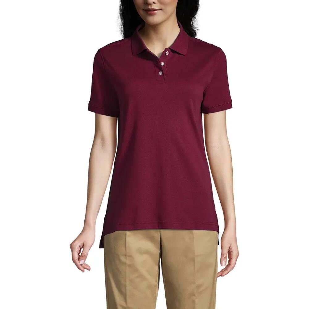 Lands' End School Uniform Short Sleeve Interlock Polo Shirt in Burgundy Cover