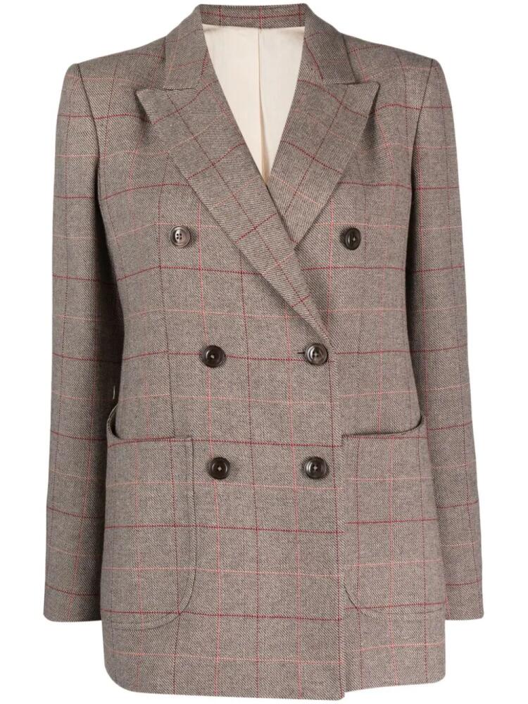 Fortela grid-pattern double-breasted blazer - Grey Cover