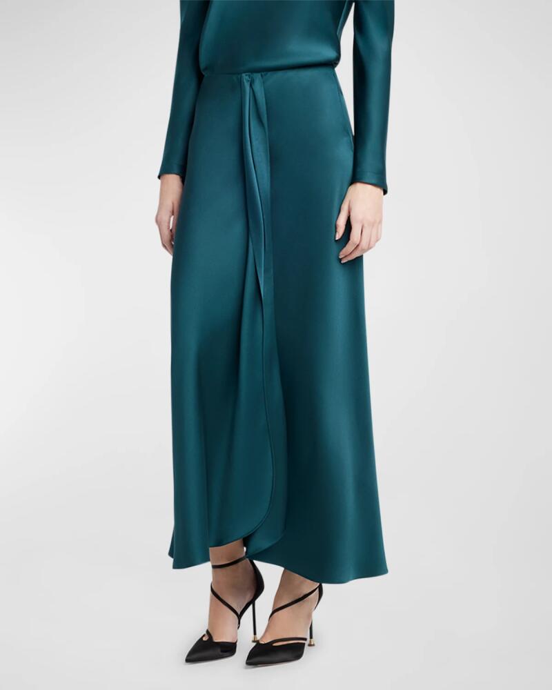 Giorgio Armani Silk Center-Pleat Midi Skirt Cover