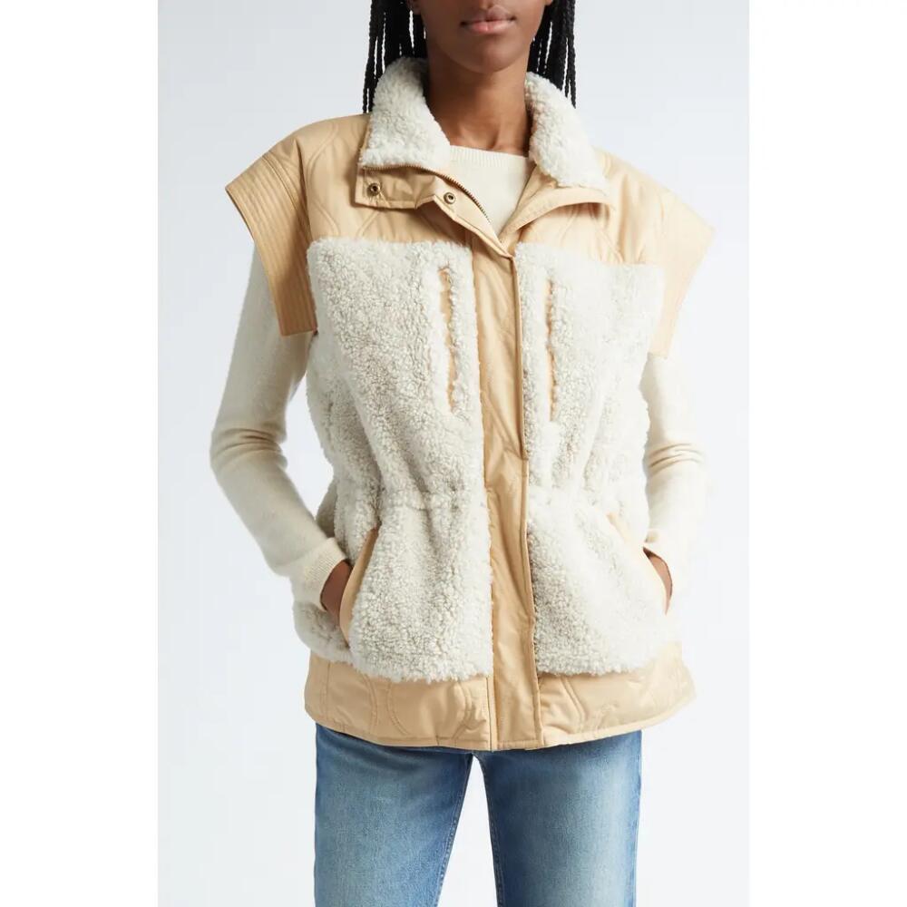 Ulla Johnson Shiloh Faux Shearling Mixed Media Vest in Driftwood Cover