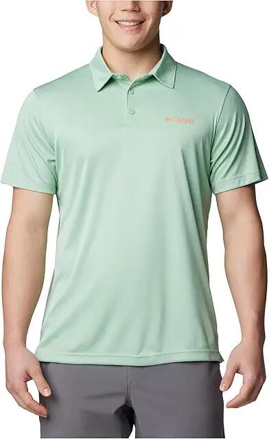 Columbia Terminal Tackle Heather Polo (New Mint Heather/Bright Nectar Logo) Men's Clothing Cover