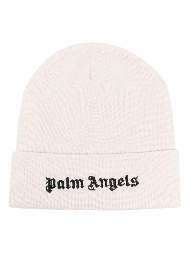 Palm Angels logo-embroidered wool beanie - Neutrals Cover