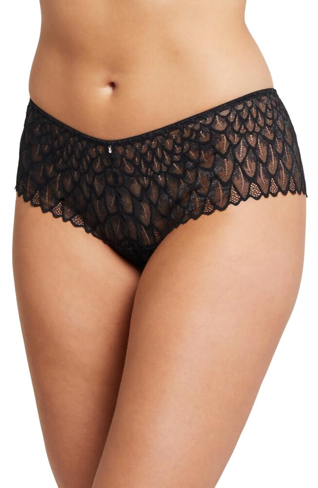 Montelle Intimates Feather Lace Brazilian Briefs in Black Cover