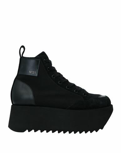 N°21 Woman Sneakers Black Calfskin, Textile fibers Cover