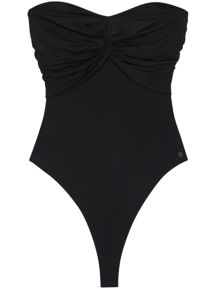 ANINE BING Ravine gathered strapless bodysuit - Black Cover